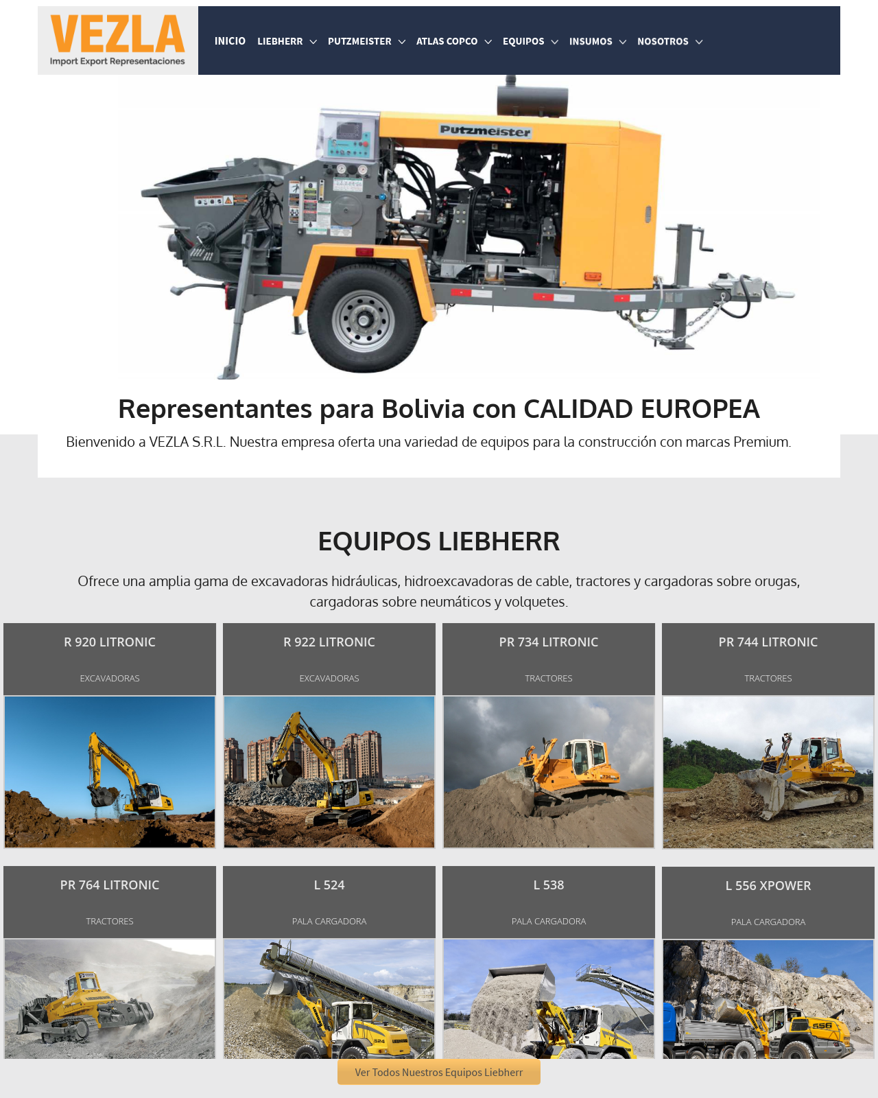 Vezla S.R.L. – Equipo Pesado e Insumos para la Construcción de Carreteras en Bolivia
